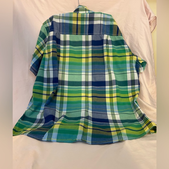 Clubroom men’s plaid shirt, X- large, green blue and white 100% cotton - Picture 8 of 9